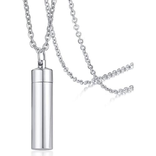 Stainless steel light body openable cylindrical urn pendant N00799