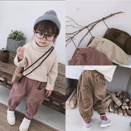 2021 New Girls Pants Spring Autumn Kids Harem Pants Toddler Clothing Children Pants for baby Girl Trousers solid infant corduroy