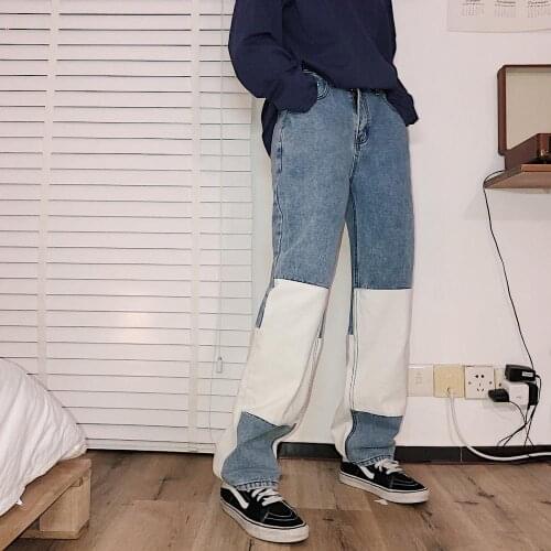 Home made / off-axis debut huge multi panel straight tube daddys drop sense leg length multi pair jeans for men and women