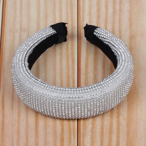 Florosy Big Size Head Hoop Band Rhinestone Hairbands for Women Fashion New Thick Sponge Glass Crystal Headband Accessories 2020