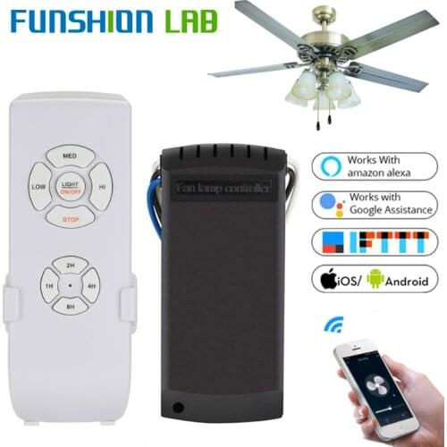 FUNSHION Ceiling Fan Smart Switch Convert Fan Wifi Smart Control Adjust Fan Speed Dimmer Controller Works With Alexa Google Home