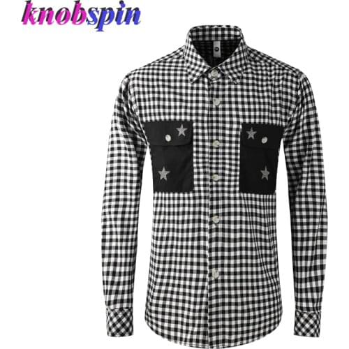 Classic Business Black White Plaid Shirt men long sleeve Slim Pure Cotton Shirts for men Plus size M-4XL Chemise homme