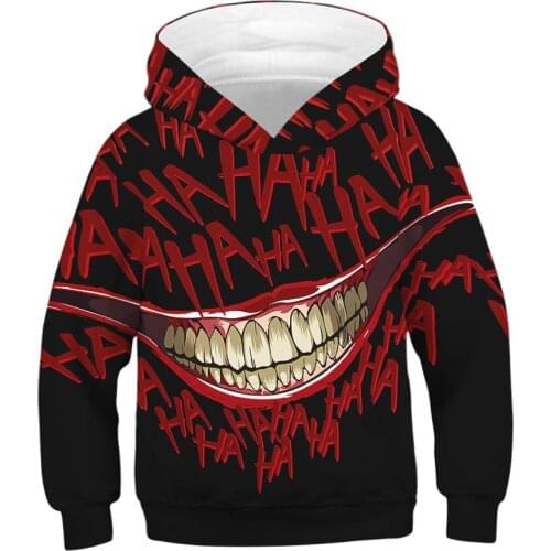 Girl Jacket 3D Digital Printing Art And Clown Casual Boys Sweater Hooded Loose Boys Sweatshirt 5-14 Year Kids Clothes