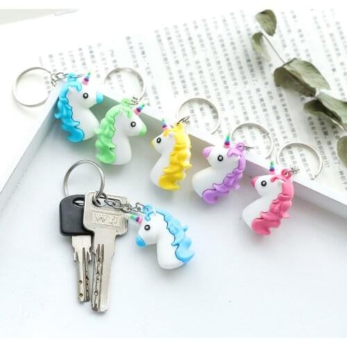 Fancy&Fantasy Hot Sale Cute Unicorn Keychain Animal PVC Keychains Women Bag Charm Key Ring Pendant Gifts High Quality