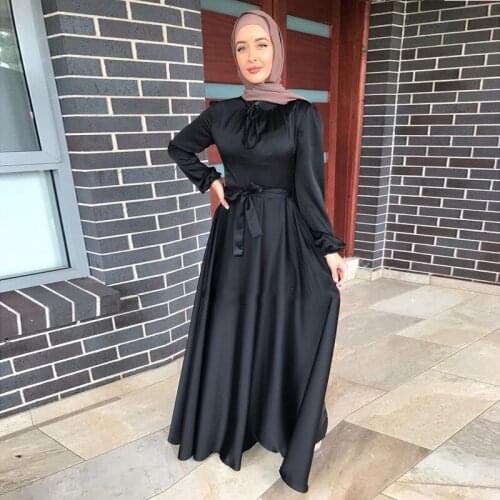 Muslim Middle East Saudi Islamic Clothing Arab Muslim Party Wedding Dress Solid Color Robe and Ankle Dress Abaya