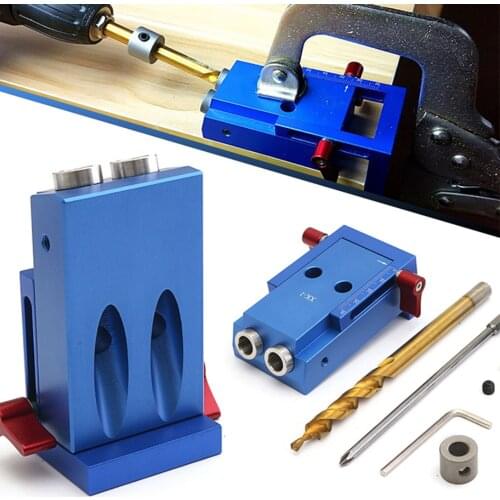 Pocket Hole Jig Kit System Wood Working Joinery Tool Set with Step Drill Bit Mini Hole Puncher DIY Carpentry Tools