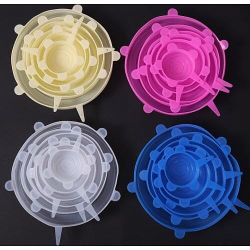 6-piece Set Of Silica Gel Fresh-keeping Cover, Multifunctional Fruit And Vegetable Film, Bowl Cover