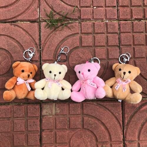 10cm New Wedding Bear Toy Bouquet Plush Toy Stuffed TOY Bear Doll soft Figure Bear Key Chain Pendant Plush TOY