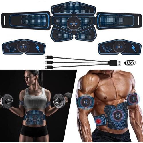 Rechargeable EMS Abdominal Muscle Stimulator Trainer ABS Electrostimulation Fitness Massager Abdomen Muscular Exercise Home Gym