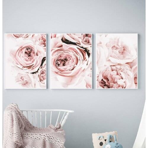 Scandinavian Rose Flowers Poster Modern Canvas Painting Pink Posters and Prints Home Decoration Bedroom Wall Art Pictures