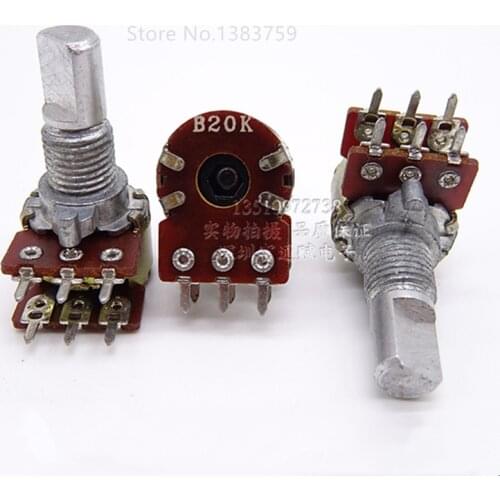 2pcs Potentiometer 12 type double volume adjustable potentiometer B20K-15MM half handle audio knob potentiometer