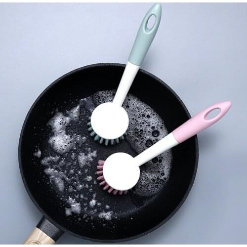 Random Color Dish Brush Long Handle Handheld Multifunctional Pan Brush Kitchen Cleaning Brush Pan Pot Dish Brush Justdolife