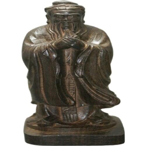Exquisite China Fragrant Wood Carved Fine Old Handmade Confucius Statue