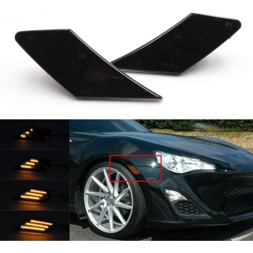 Niscarda 2X Car LED Amber Dynamic Flowing Turn Signal Side Marker Light For Scion FR-S Subaru BRZ Toyota FT86