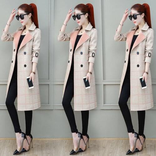 Fashion Women Long trench Coat 2020 New Autumn Korean Style Oversize Double Breasted Windbreaker Female