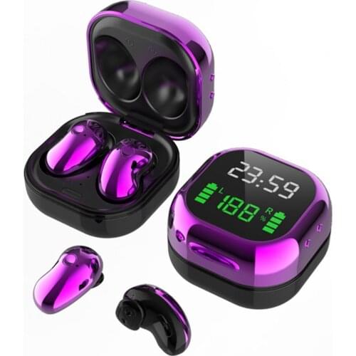 S6plus TWS Bluetooth 5.1 LED Color Screen HiFi Wireless Mini Clock Earphones Sports Waterproof Earbuds Headsets