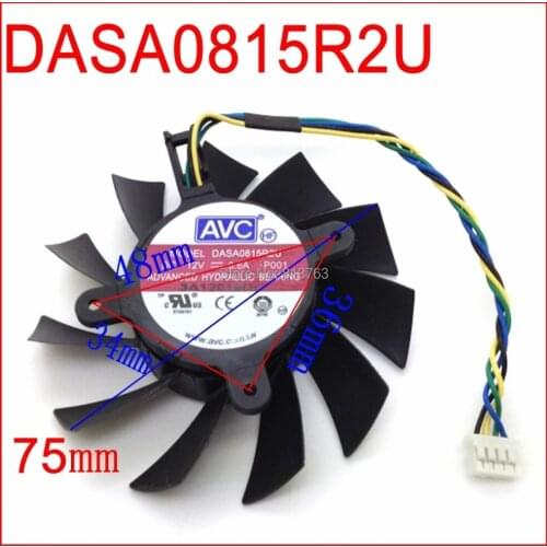 DASA0815R2U 12V 0.60A 75mm 34x36x48mm EVGA GTX550 GTX450 Graphics Card Cooling Fan 4Pin 4Wire