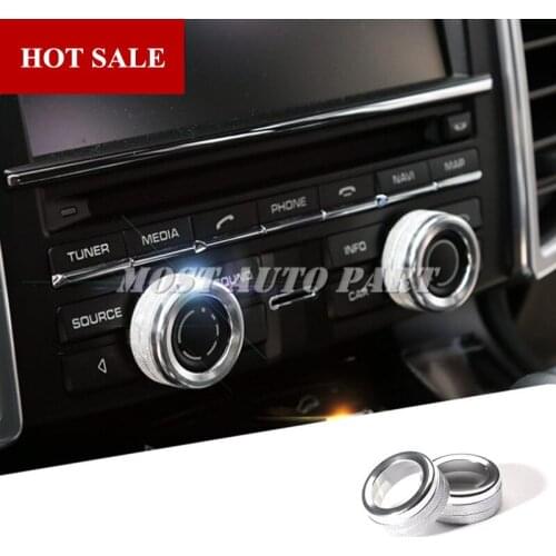 Interior Centre Console AC & Sound Volume Knob Cover For Porsche Macan 2014-2018 Silver/Red/Blue Car accesories Car Trim
