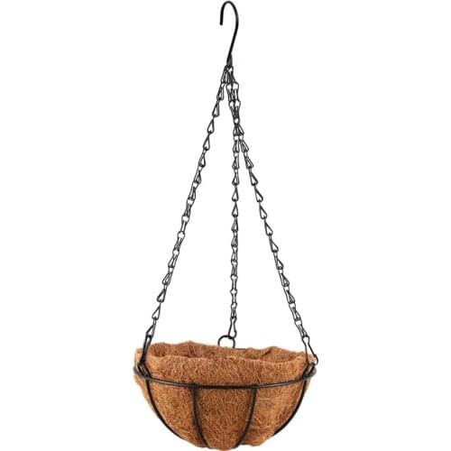 WSFS Hot Black Growers Hanging Basket Planter with Chain Flower Plant Pot Home Garden Balcony Decoration-8inch