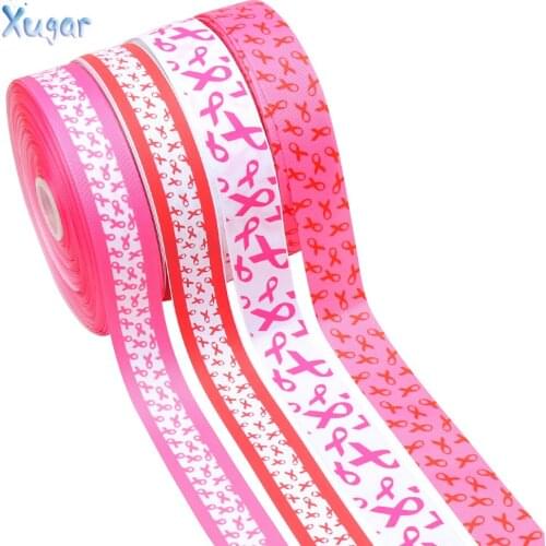 Xugar 5Yard 38mm Grosgrain Ribbon Pink AIDS Ribbons Printed Tape for DIY Hair Bows Accessories Party Decoration Gift Packing