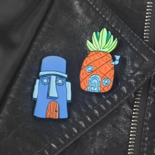 Yellow sponge Pin Funny cute enamel Pins and Brooches Clothes jackets bag Lapel pin badge jewelry 90s gift