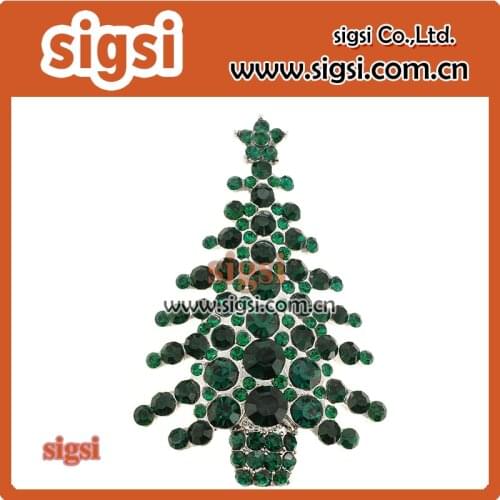 Green crystal rhinestone christmas trees brooch and pins hot sale broach jewelries