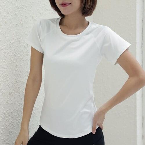 Ladies Fitness Running Quick-drying Breathable Reflective Sports Short Sleeve Yoga T-Shirt Seamless Workout White Black Women