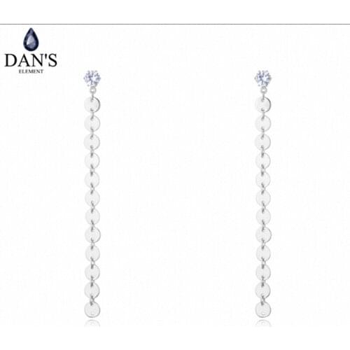 DANS ELEMENT 2 Colors Made With AAA Zirconia Champagne Gold Color Tassel Stud Earrings For Women Valentine Gift copper #127069