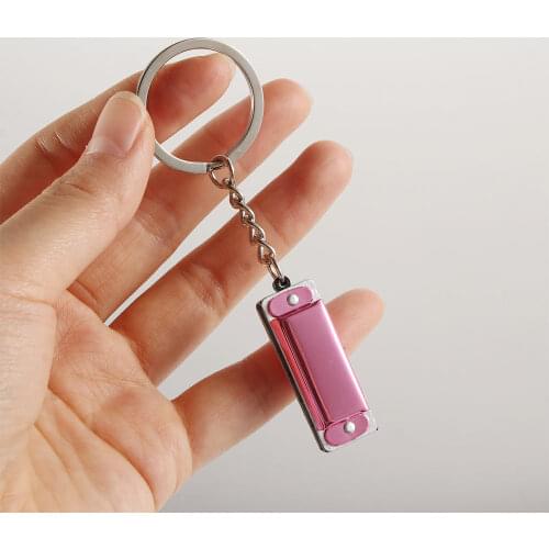 1Pcs Keychain Harmonic Colorful Harmonica Mini 8 Tone 4 Holes Keychain Key For Children Toy 3.6 * 1.2 * 0.8cm