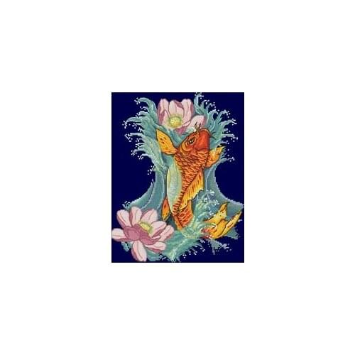 12- K-05 carp lotus picture Counted Cross Stitch 11CT 14CT 18CT Cross Stitch Kits Embroidery Needlework Sets