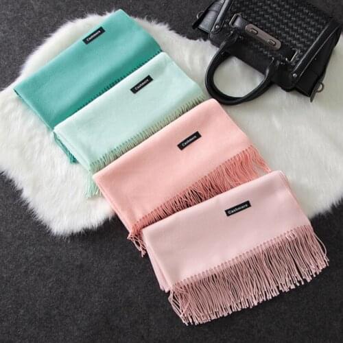18 Colors Hot Sale New Solid Color Womens Artifical Cashmere Fine Tassels Warm Scarf Shawl Fashion Large Size Scarfs 120702