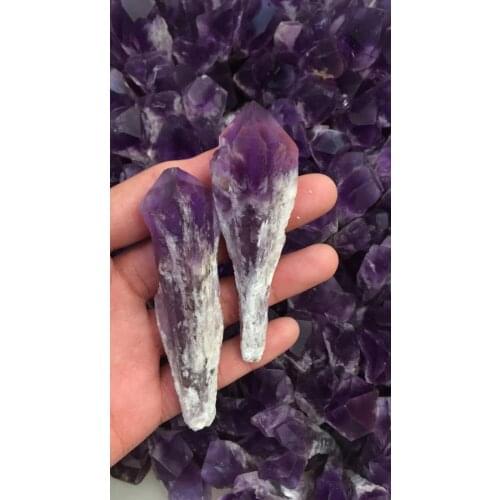 2pcs Natural Raw amethyst Quartz Crystal gemstone point Healing rough purple Crystal backone specimen wholesale for decor
