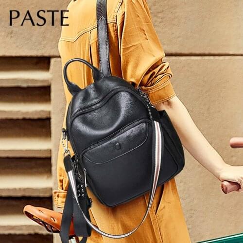 2021 Ins Natural Real Cowhide Women Backpack Vintage Genuine Leather Simple Bagpack Travel Soft Large Cute Bookbags for Girls