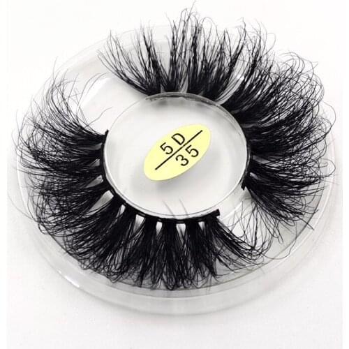 25mm 5D 35 Fluffy Long Mink Lashes Natural Strip False Eyelashes Thick Cross Eyelashes Reusable Wispy Eyelash Extension