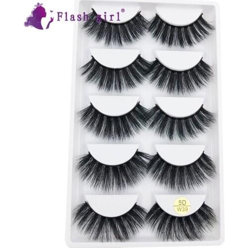 Brand Flash Girl 5 Pairs 5D Fluffy Eyelashes Own Brand Eyelashes Makeup Multi-Pack Fake Eyelash With Packaging