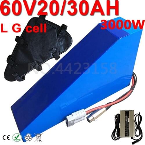 60V 1500W 2000W Electric Scooter Battery 60V 27AH Electric Bicycle Battery 60V 30AH Lithium ion Battery Use LG Cell+5A Charger