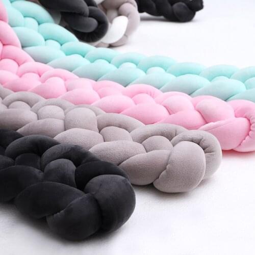 1PC 1M/2.2M/3M Baby Crib Bumper Knotted Braided Bumper Handmade Soft Knot Pillow Pad Cushion Nursery Cradle Decor Crib Protector