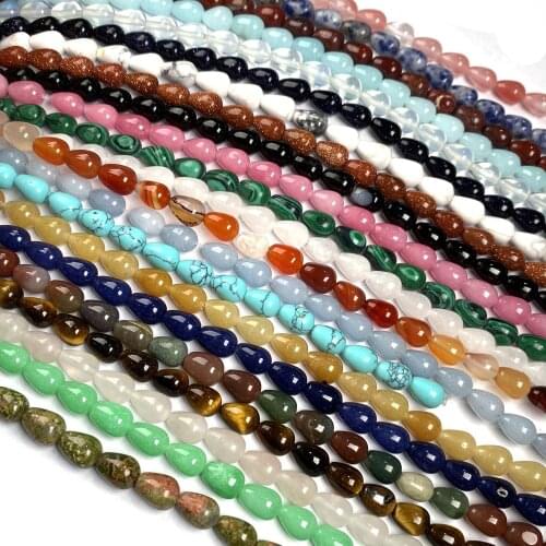 44Pcs Natural Stone Beads Drop Shaped Semi-precious Loose Beads For Jewelry Making DIY Necklace Bracelet Anklet Ring Accessory