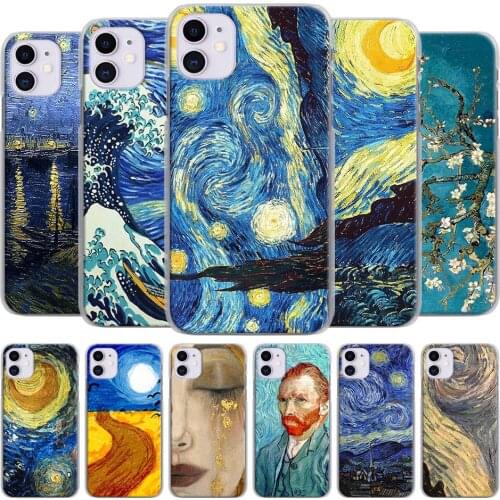 Paintings Starry Night Van Gogh Phone Case for iPhone 12 Mini 11 Pro Max X XR XS MAX Case for iPhone 6 6s 7 8 Plus 5 5S SE Cover