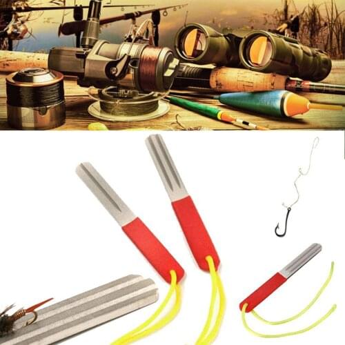 Double Sided Fishing Hook Sharpener Diamond Stone Steel Durable Fishhook File Sharpening Sheet Fishing Hook Sharpener Stone