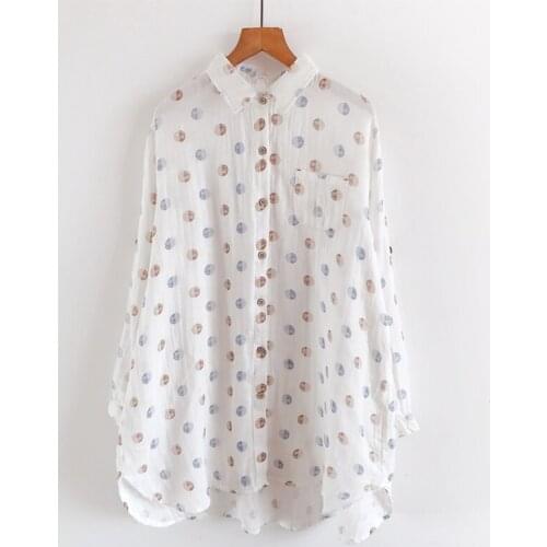 Cotton 100% White Women Shirts Autumn New 2021 Turn-Down Collar Loose Elegant Vintage Female Outwear Coats Tops