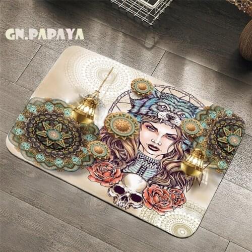 Beauty and the Beast indian mandala Bathroom Floor Mats Toilet Rugs Kitchen Area Rug Pad Absorbent Front Door hippies Matscarpet