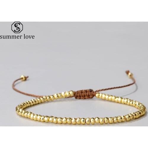 Dainty 2mm Hematite Bead Bracelet Handmade Rope Braided Bracelets for Women Couples Matching Natural Stone Jewelry Pulseras