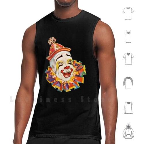 Clown , Scary , Horror , Clown , Clown Head , Circus , Vintage , Advertising , Poster , On Black. Cotton Men Diy