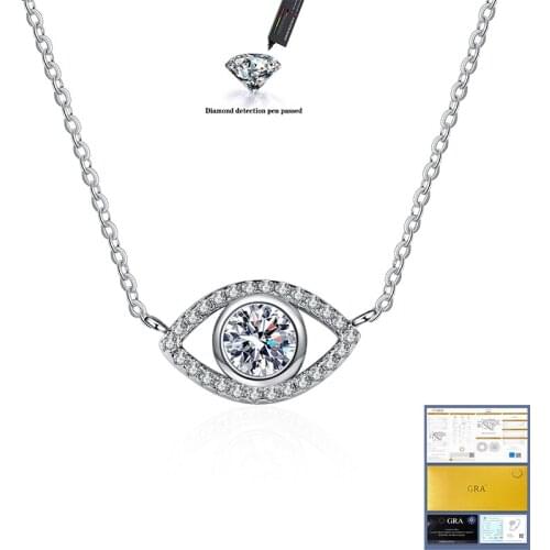 5.0mm Moissanite S925 Pure Silver Platinum Plated pendants 0.5ct Carat Moissanite Pendant necklace Round D Color Free Chain