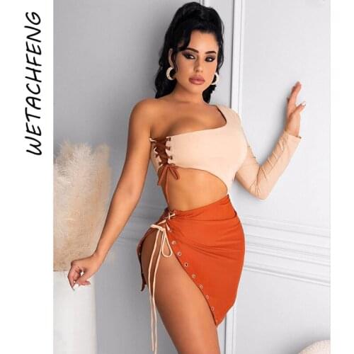 Summer Sexy Hollow Out Bandage Bodycon Beach Lady Dress 2021 Fashion Long Sleeve Backless Mini Night Party Dresses Women Clothes