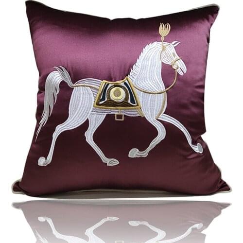 Horse American Luxury Square Imitation Silk Cushion Cover Decorative PillowCases Decoration Car Home for 50x50cm