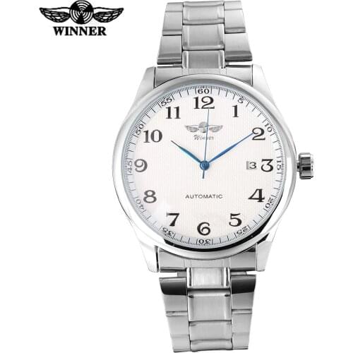 WINNER Top brand mechanical wristwatches men charming automatic self wind watches auto date man stainless steel clock