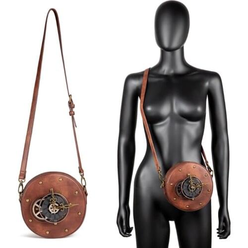 Fashion Steampunk Chain Bag Round Vintage Clock Money Clutch Women Shoulder Bags Daily Ladies Casual Crossbody Purse