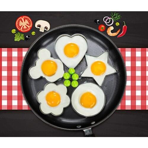 Stainless Steel 5 Style Fried Egg Pancake Shaper Omelette Mold Mould Frying Egg Cooking Tools Kitchen Accessories Gadget Rings